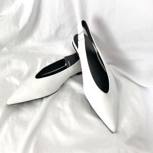 Mango White Leather Flats